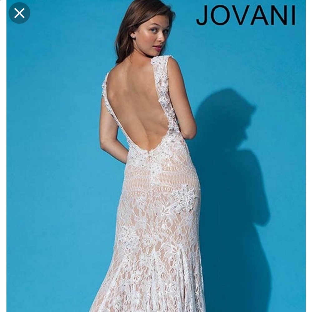 Jovani Long cream lace gown